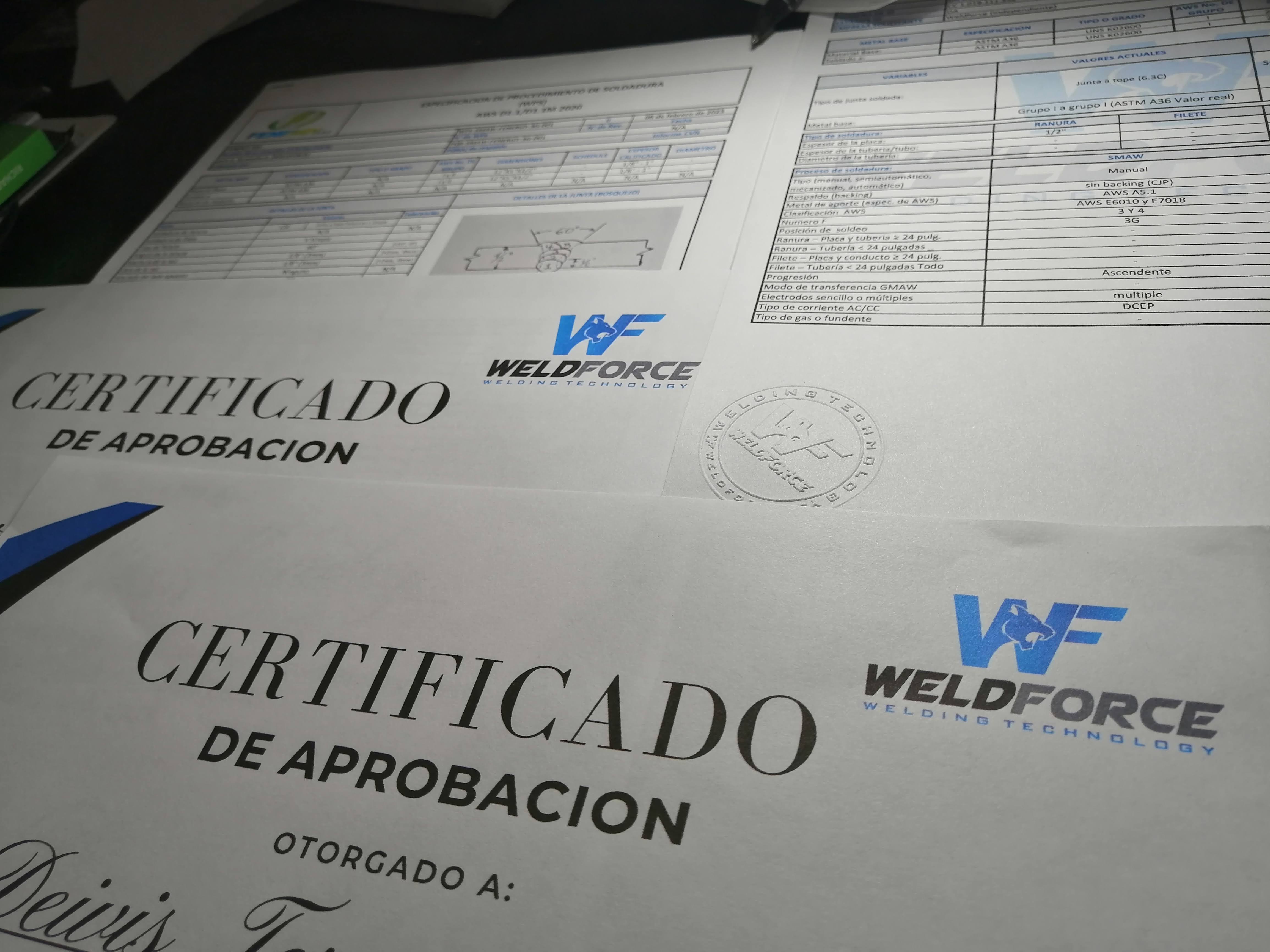 certificación de soldador